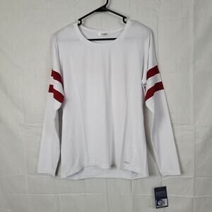 Nuyu Womens White Long Sleeve Crew Neck Pullover Activewear Top Size Small